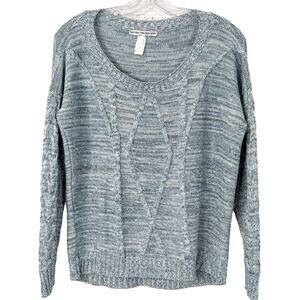 Two One Two New York Women's Cable Knit Pullover Sweater Blue Small